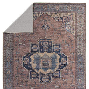 Jaipur Living Vindage Barrymore Vin05 Powerloomed Machinemade 50% Polyester 50% Cotton Traditional Medallion Indoor Rug Blue, Dark Brown 50% Polyester 50% Cotton Rug155400