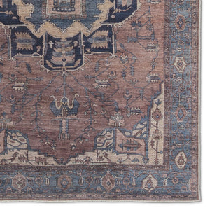 Jaipur Living Vindage Barrymore Vin05 Powerloomed Machinemade 50% Polyester 50% Cotton Traditional Medallion Indoor Rug Blue, Dark Brown 50% Polyester 50% Cotton Rug155400