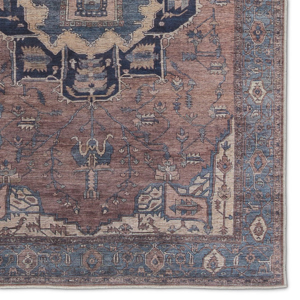 Jaipur Living Vindage Barrymore Vin05 Powerloomed Machinemade 50% Polyester 50% Cotton Traditional Medallion Indoor Rug Blue, Dark Brown 50% Polyester 50% Cotton Rug155400