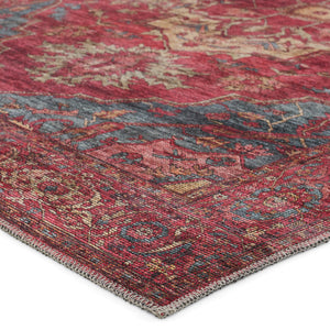 Jaipur Living Vindage Gloria Vin06 Powerloomed Machinemade 50% Polyester 50% Cotton Traditional Medallion Indoor Rug Red, Blue 50% Polyester 50% Cotton Rug155401