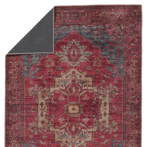 Jaipur Living Vindage Gloria Vin06 Powerloomed Machinemade 50% Polyester 50% Cotton Traditional Medallion Indoor Rug Red, Blue 50% Polyester 50% Cotton Rug155401
