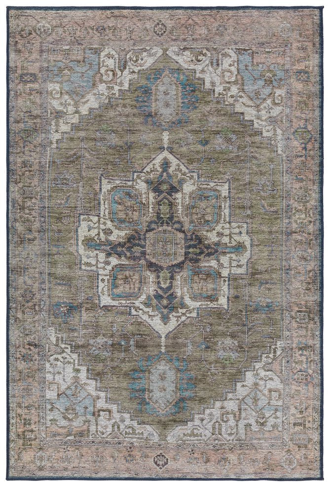 Jaipur Living Vindage Chaplin Vin07 Powerloomed Machinemade 50% Polyester 50% Cotton Traditional Medallion Indoor Rug Green, Blue 50% Polyester 50% Cotton Rug155412