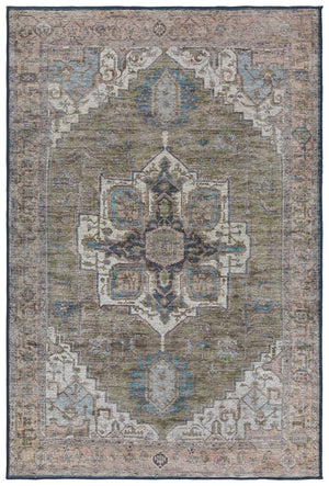 Jaipur Living Vindage Chaplin Vin07 Powerloomed Machinemade 50% Polyester 50% Cotton Traditional Medallion Indoor Rug Green, Blue 50% Polyester 50% Cotton Rug155412