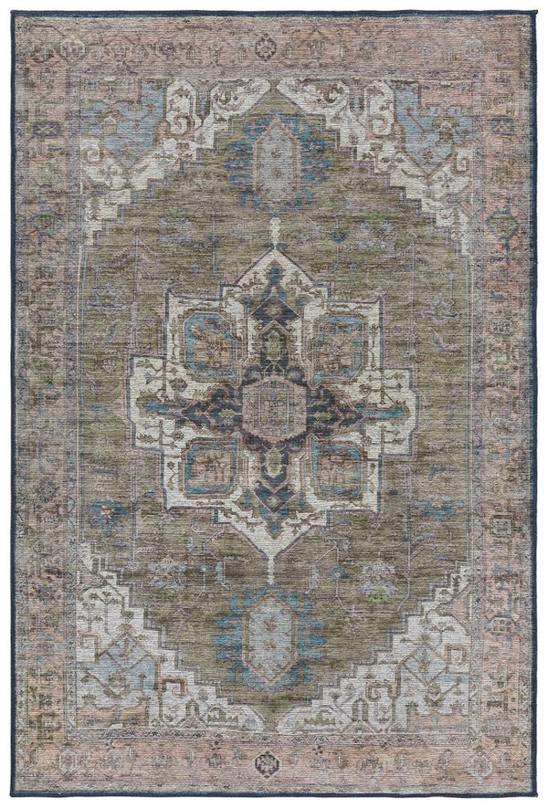Jaipur Living Vindage Chaplin Vin07 Powerloomed Machinemade 50% Polyester 50% Cotton Traditional Medallion Indoor Rug Green, Blue 50% Polyester 50% Cotton Rug155412