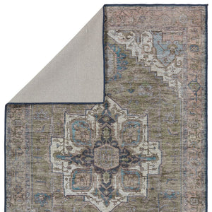 Jaipur Living Vindage Chaplin Vin07 Powerloomed Machinemade 50% Polyester 50% Cotton Traditional Medallion Indoor Rug Green, Blue 50% Polyester 50% Cotton Rug155412
