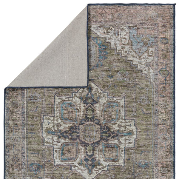 Jaipur Living Vindage Chaplin Vin07 Powerloomed Machinemade 50% Polyester 50% Cotton Traditional Medallion Indoor Rug Green, Blue 50% Polyester 50% Cotton Rug155412