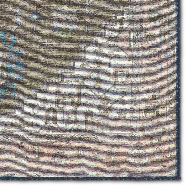 Jaipur Living Vindage Chaplin Vin07 Powerloomed Machinemade 50% Polyester 50% Cotton Traditional Medallion Indoor Rug Green, Blue 50% Polyester 50% Cotton Rug155412