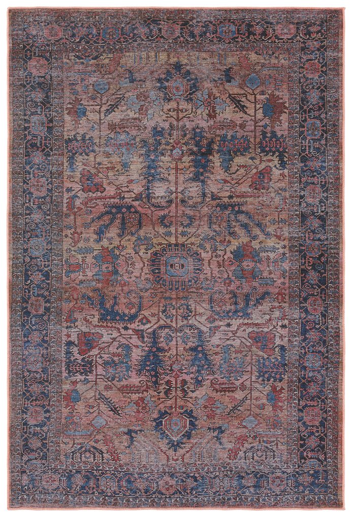 Jaipur Living Vindage Ainsworth Vin08 Powerloomed Machinemade 50% Polyester 50% Cotton Traditional Medallion Indoor Rug Blue, Pink 50% Polyester 50% Cotton Rug155415