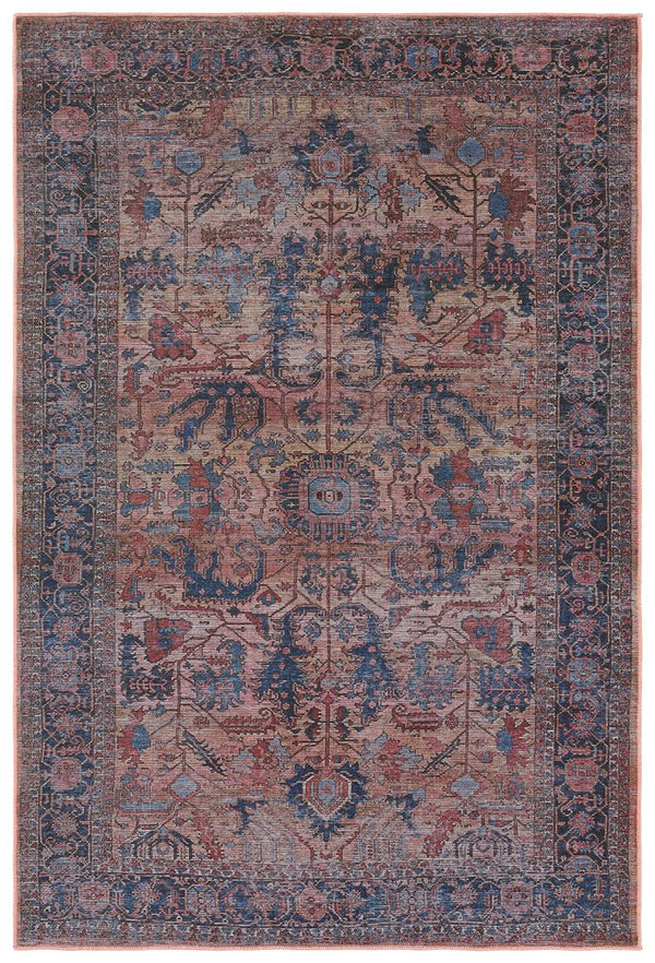 Jaipur Living Vindage Ainsworth Vin08 Powerloomed Machinemade 50% Polyester 50% Cotton Traditional Medallion Indoor Rug Blue, Pink 50% Polyester 50% Cotton Rug155415