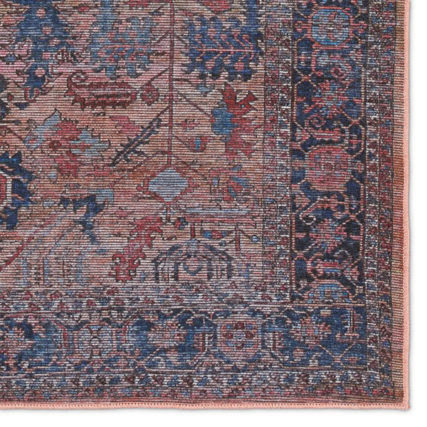 Jaipur Living Vindage Ainsworth Vin08 Powerloomed Machinemade 50% Polyester 50% Cotton Traditional Medallion Indoor Rug Blue, Pink 50% Polyester 50% Cotton Rug155415