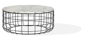 Soho Concept Violetta Marble Coffee Table: Elegant White Carrara Top With Black Steel Frame, 36" Diameter, 15.7" High White,Black  Soho-concept-dining-chair-13977