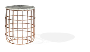 Soho Concept Violetta Marble End Table: Elegant Italian Carrara Top With Rose Gold Steel Frame – 18.9" Height White,Gold  Soho-concept-dining-chair-13981