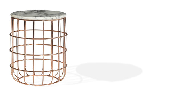 Soho Concept Violetta Marble End Table: Elegant Italian Carrara Top With Rose Gold Steel Frame – 18.9" Height White,Gold  Soho-concept-dining-chair-13981