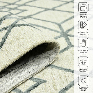 Amer Rugs Vista Transitional Geometric Hand-hooked Area Rug – Elegant, Soft, And Versatile Floor Accent Ivory Wool Vis40203