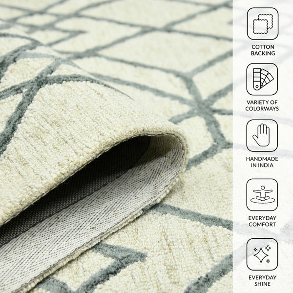 Amer Rugs Vista Transitional Geometric Hand-hooked Area Rug – Elegant, Soft, And Versatile Floor Accent Ivory Wool Vis40203
