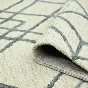 Amer Rugs Vista Transitional Geometric Hand-hooked Area Rug – Elegant, Soft, And Versatile Floor Accent Ivory Wool Vis40203