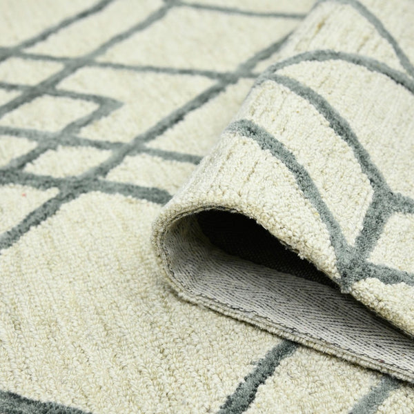 Amer Rugs Vista Transitional Geometric Hand-hooked Area Rug – Elegant, Soft, And Versatile Floor Accent Ivory Wool Vis40203