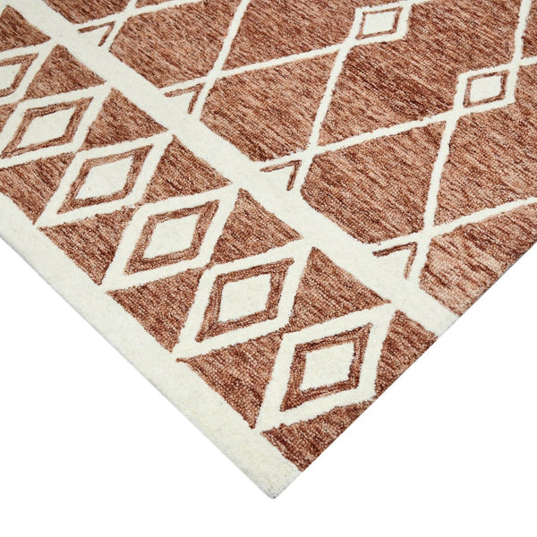Amer Rugs Vista Transitional Geometric Hand-hooked Area Rug – Elegant, Soft, And Versatile Floor Accent Rust Wool Vis50203