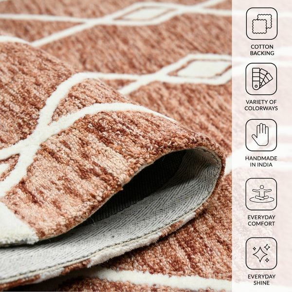 Amer Rugs Vista Transitional Geometric Hand-hooked Area Rug – Elegant, Soft, And Versatile Floor Accent Rust Wool Vis50203