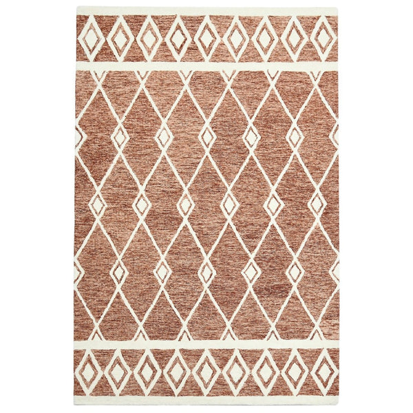 Amer Rugs Vista Transitional Geometric Hand-hooked Area Rug – Elegant, Soft, And Versatile Floor Accent Rust Wool Vis50203