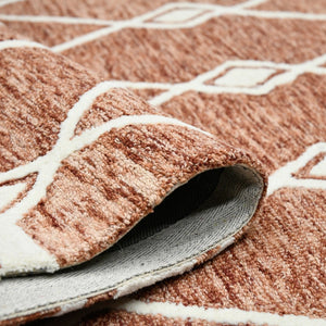 Amer Rugs Vista Transitional Geometric Hand-hooked Area Rug – Elegant, Soft, And Versatile Floor Accent Rust Wool Vis50203