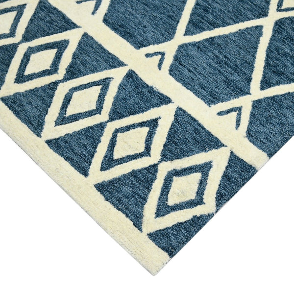 Amer Rugs Vista Transitional Geometric Hand-hooked Area Rug – Elegant, Soft, And Versatile Floor Accent Navy Wool Vis60203