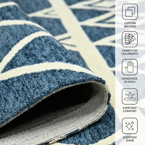 Amer Rugs Vista Transitional Geometric Hand-hooked Area Rug – Elegant, Soft, And Versatile Floor Accent Navy Wool Vis60203