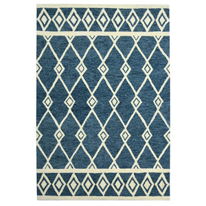 Amer Rugs Vista Transitional Geometric Hand-hooked Area Rug – Elegant, Soft, And Versatile Floor Accent Navy Wool Vis60203