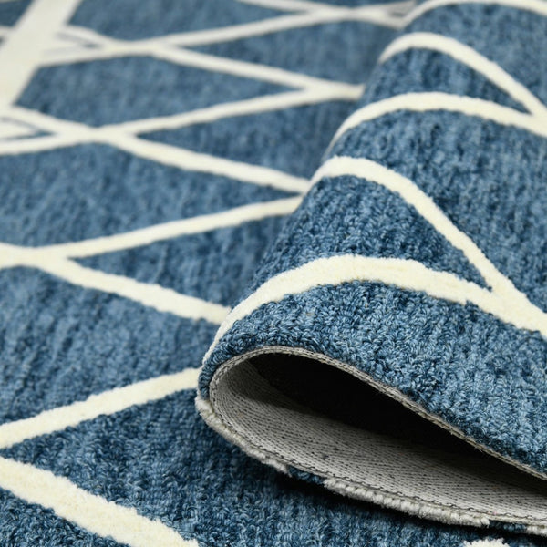 Amer Rugs Vista Transitional Geometric Hand-hooked Area Rug – Elegant, Soft, And Versatile Floor Accent Navy Wool Vis60203