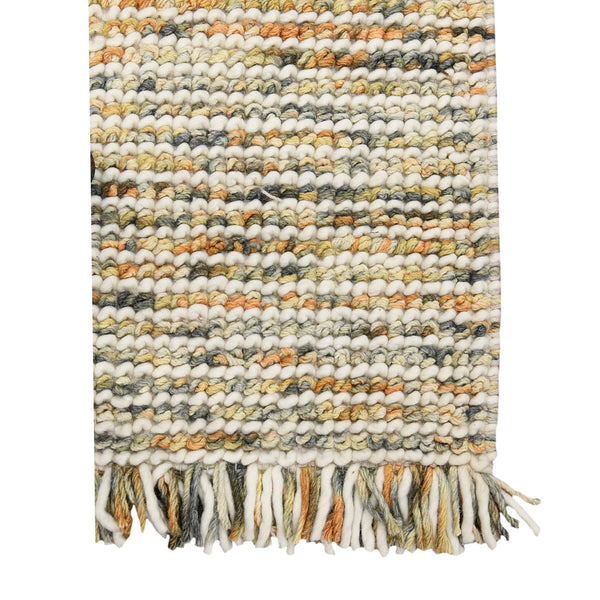 Vivid Hand-woven Wool Cotton Striped Area Rug Warm Tones for Living Rooms