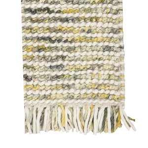 Vivid Hand-woven Wool Cotton Striped Rug with Cableknit Texture for Farmhouse Modern Interiors