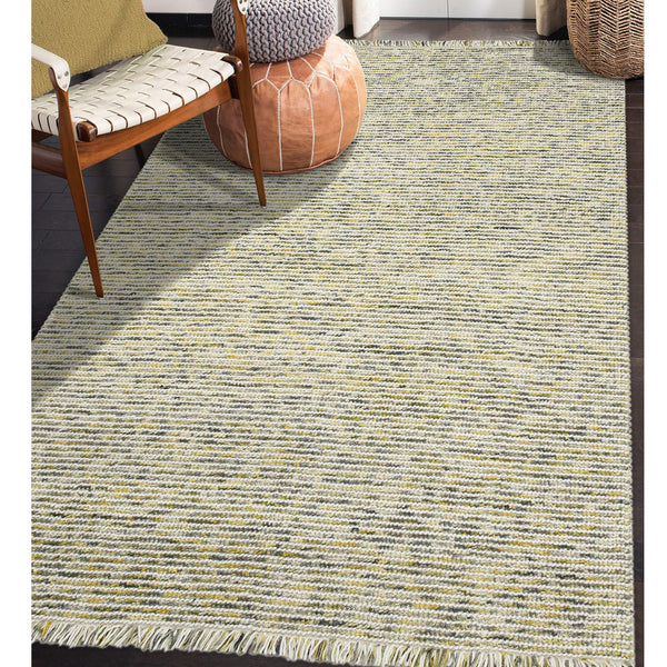 Vivid Hand-woven Wool Cotton Striped Rug with Cableknit Texture for Farmhouse Modern Interiors