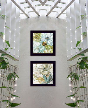 English Elm "sea Glass" Two Panel Coastal Framed Art Print with Black Wood Frame for Any Room B06788404