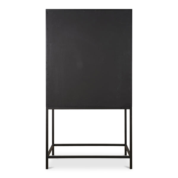 Moe's Home Mako Bar Cabinet: Elegant Solid Oak Design With Brass Accents For A Stylish Home Entertaining Space Black Solid Oak In Frame,Pu Vl-1047-02