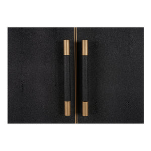 Moe's Home Mako Bar Cabinet: Elegant Solid Oak Design With Brass Accents For A Stylish Home Entertaining Space Black Solid Oak In Frame,Pu Vl-1047-02