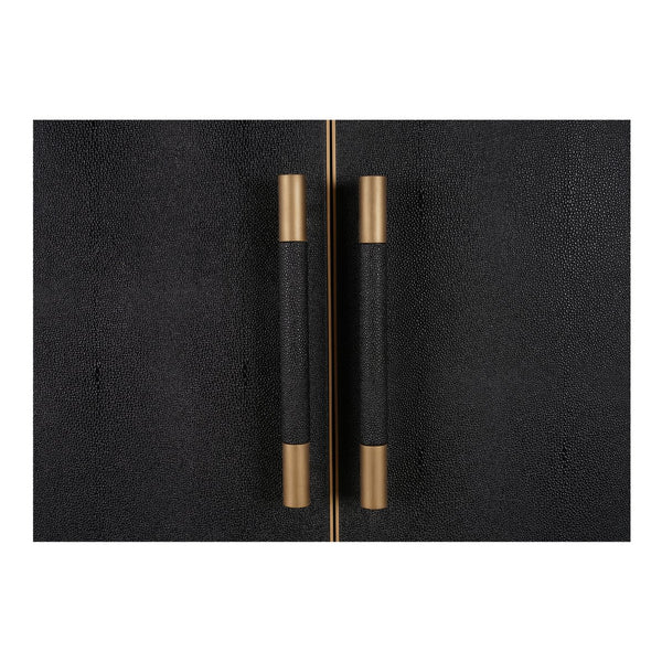 Moe's Home Mako Bar Cabinet: Elegant Solid Oak Design With Brass Accents For A Stylish Home Entertaining Space Black Solid Oak In Frame,Pu Vl-1047-02