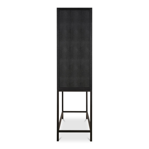 Moe's Home Mako Bar Cabinet: Elegant Solid Oak Design With Brass Accents For A Stylish Home Entertaining Space Black Solid Oak In Frame,Pu Vl-1047-02