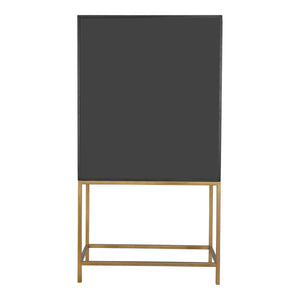 Moe's Home Mako Bar Cabinet: Elegant Solid Oak Design With Brass Accents For A Stylish Home Entertaining Space Grey Shagreen Patterned Polyurethane,Brass Legs Vl-1047-15