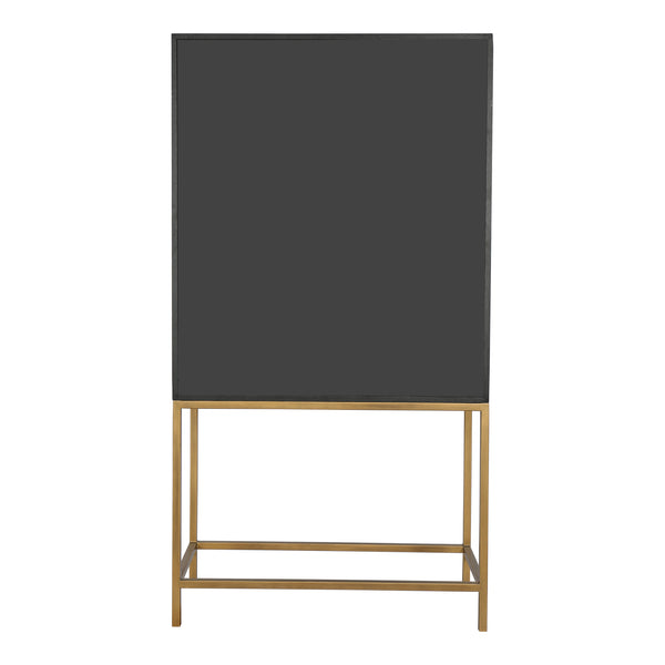 Moe's Home Mako Bar Cabinet: Elegant Solid Oak Design With Brass Accents For A Stylish Home Entertaining Space Grey Shagreen Patterned Polyurethane,Brass Legs Vl-1047-15