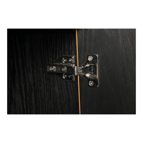 Moe's Home Mako Art Deco-inspired Sideboard With Vegan Leather Upholstery And Antique Gold Accents Grey Shagreen Patterned Polyurethane,Brass Legs Vl-1048-15