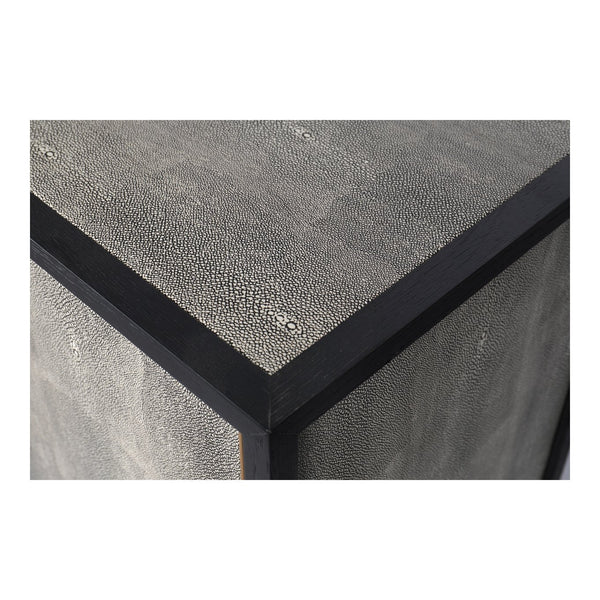 Moe's Home Mako Art Deco-inspired Sideboard With Vegan Leather Upholstery And Antique Gold Accents Grey Shagreen Patterned Polyurethane,Brass Legs Vl-1048-15