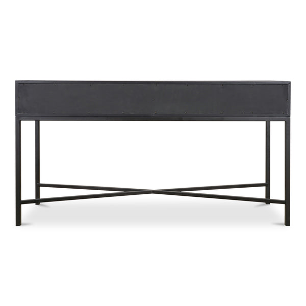 Moe's Home Mako Console Table - Elegant Solid Oak Design With Brass Detailing For Timeless Home Décor Black Solid Oak In Frame,Pu Vl-1049-02