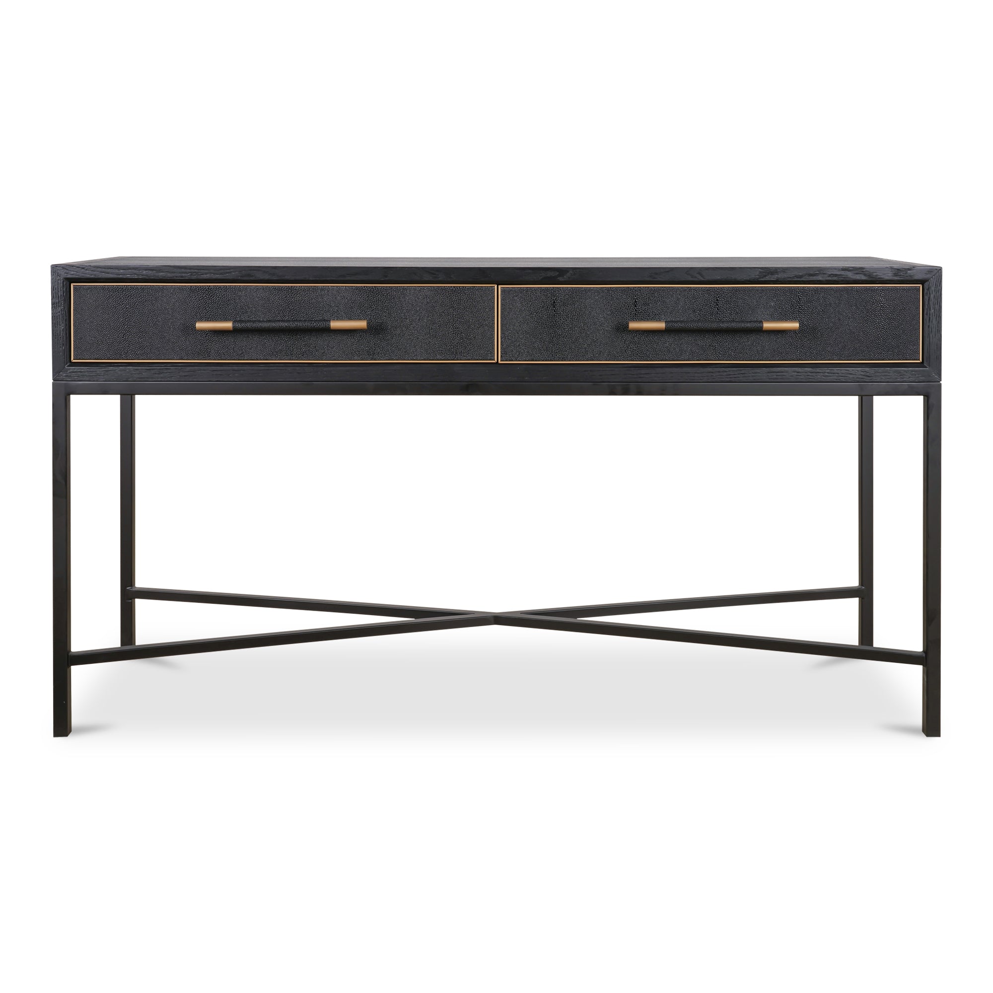 Mako Console Table - Elegant Solid Oak Design with Brass Detailing for