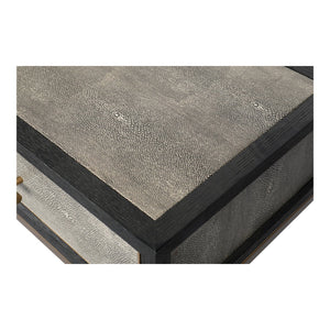 Moe's Home Mako Console Table - Elegant Solid Oak Design With Brass Accents For A Chic Home Aesthetic Grey Shagreen Patterned Polyurethane,Brass,Finished Legs Vl-1049-15