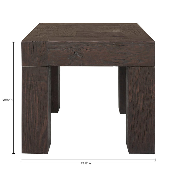 Moe's Home Evander Side Table - Hand-painted Solid Reclaimed Oak With Rustic Charm & Contemporary Elegance Brown Solid Reclaimed Oak,Plywood Support Vl-1059-03