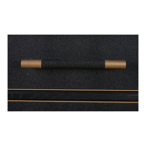 Moe's Home Mako Sideboard - Elegant Vegan Leather Shagreen Storage With Antique Gold Details And 6 Drawers Black Solid Oak In Frame,Pu Vl-1061-02