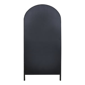 Moe's Home Wilde Display Cabinet: Elegant Solid Oak Storage Solution With Architectural Design And Versatile Style Black Solid Oak,Oak Veneer Vl-1067-02