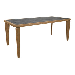 Moe's Home Loden Dining Table - Modern Cottage Charm With Two-tone Oak Finish, Seats 8, Perfect For Heritage Spaces Brown Solid Oak Legs And Table Top Frame,Oak Veneer Table Top Vl-1082-03