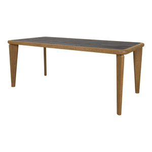 Moe's Home Loden Dining Table - Modern Cottage Charm With Two-tone Oak Finish, Seats 8, Perfect For Heritage Spaces Brown Solid Oak Legs And Table Top Frame,Oak Veneer Table Top Vl-1082-03