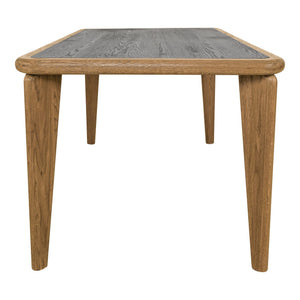 Moe's Home Loden Dining Table - Modern Cottage Charm With Two-tone Oak Finish, Seats 8, Perfect For Heritage Spaces Brown Solid Oak Legs And Table Top Frame,Oak Veneer Table Top Vl-1082-03